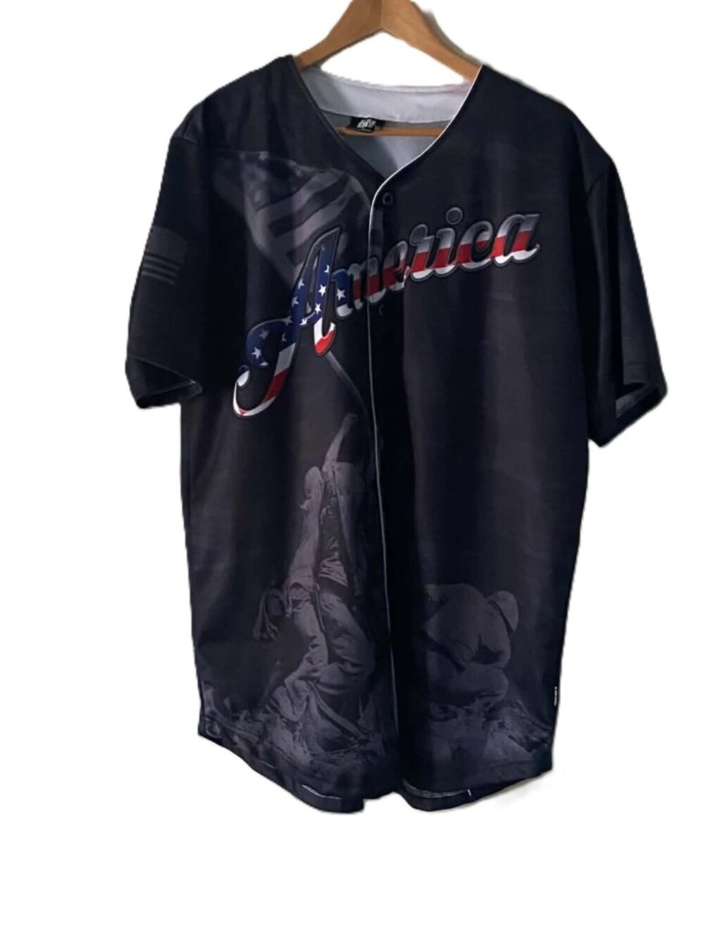 Greater Half America #1 Black Camo Baseball Jersey Men's XL Patriotic USA